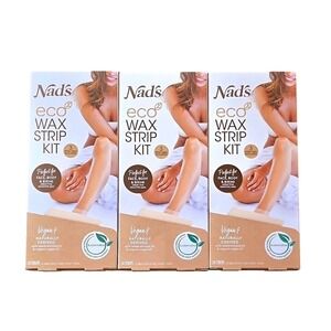 (3) Nads Eco Wax Strip Kit for Face, Body & Bikini Hair Removal at Home Vegan